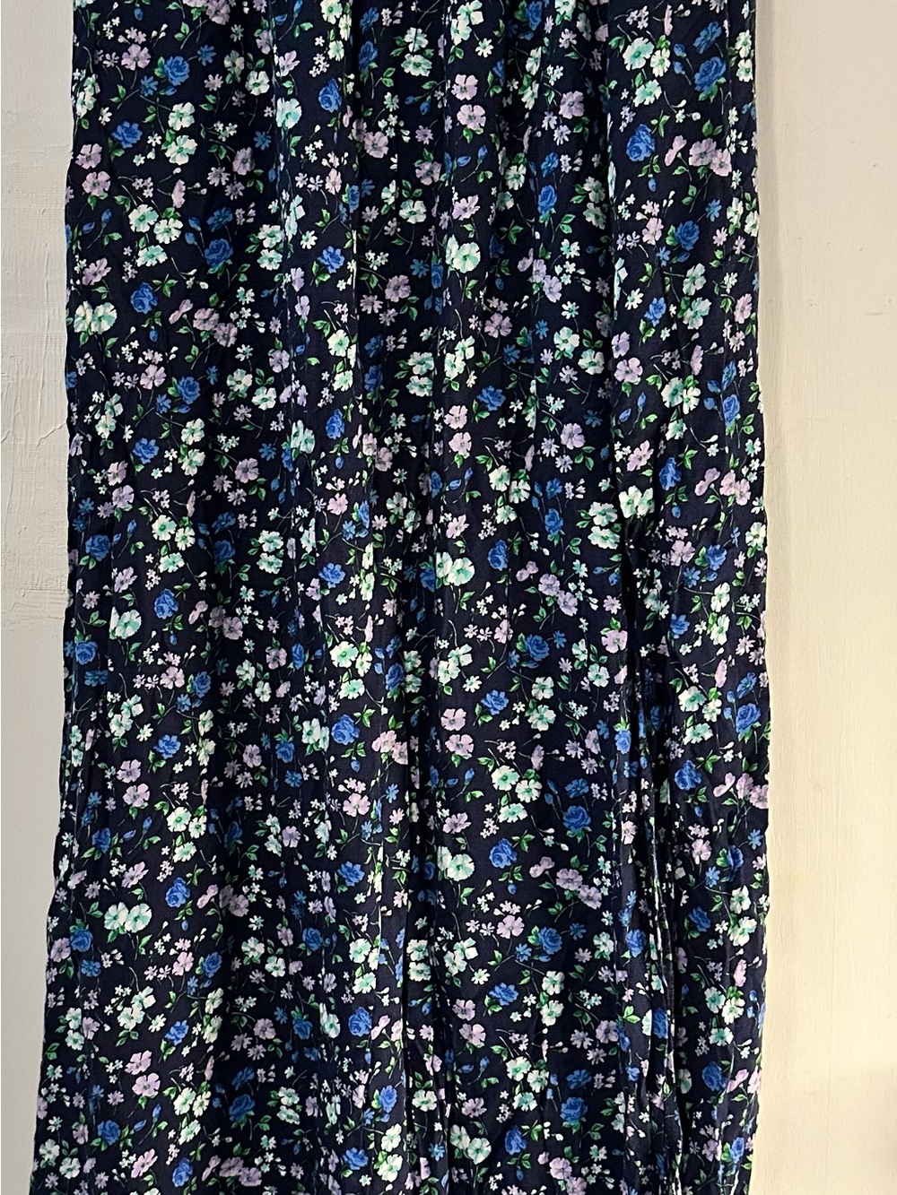 Hollister Navy Floral Maxi Skirt with Blue and Mint Flowers